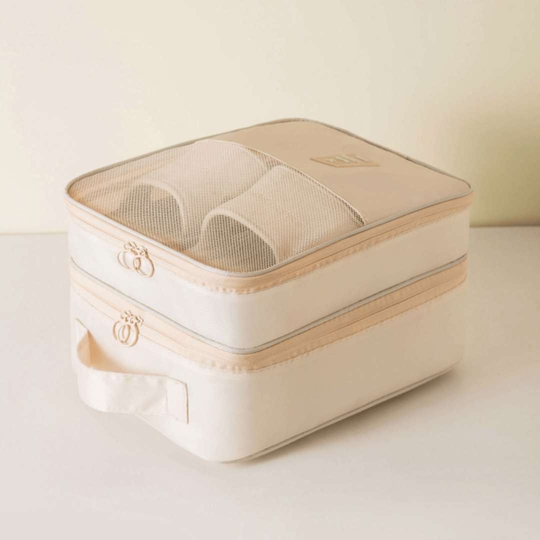 Oxford Cloth Travel Shoe Storage Bag 3-Compartment