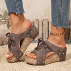 WillowWalk™ Comfort Wedge Sandals – Adjustable Lace-Up Fit For All-Day Walking