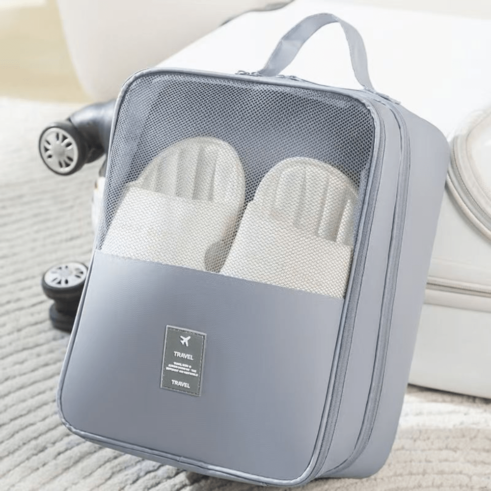 Oxford Cloth Travel Shoe Storage Bag 3-Compartment