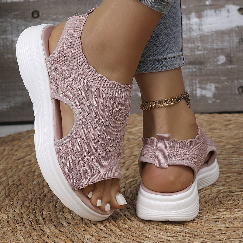 Women's Breathable Knit Platform Sandals Cushioned Sole